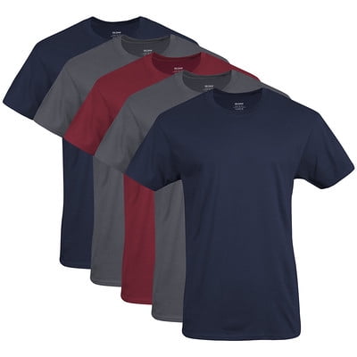 Gildan Men's Crew T-Shirts, Multipack, Style G1100, Navy/Charcoal/Cardinal Red (5-pack), Medium