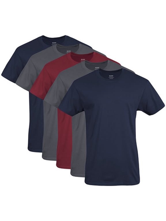 Men's Crew T-Shirts, Multipack, Style G1100, Navy/Charcoal/Cardinal Red (5-pack), XX-Large