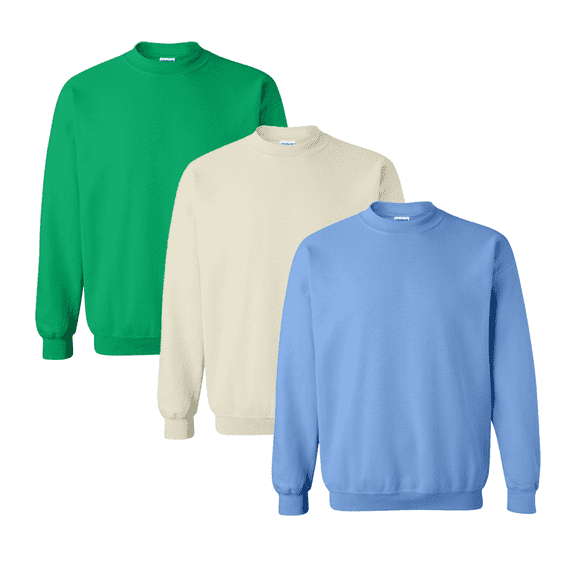 Gildan Men's Crewneck Sweatshirt, Heavy Blend Long Sleeve Fleece Pullover Mix Color, 3-Pack, S