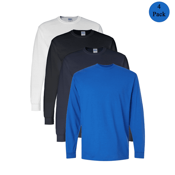 Gildan Men's DryBlend 50/50 Long Sleeve T-Shirt, Comfortable Crew Neck Mix Color Bulk Tee 4-Pack 2XL