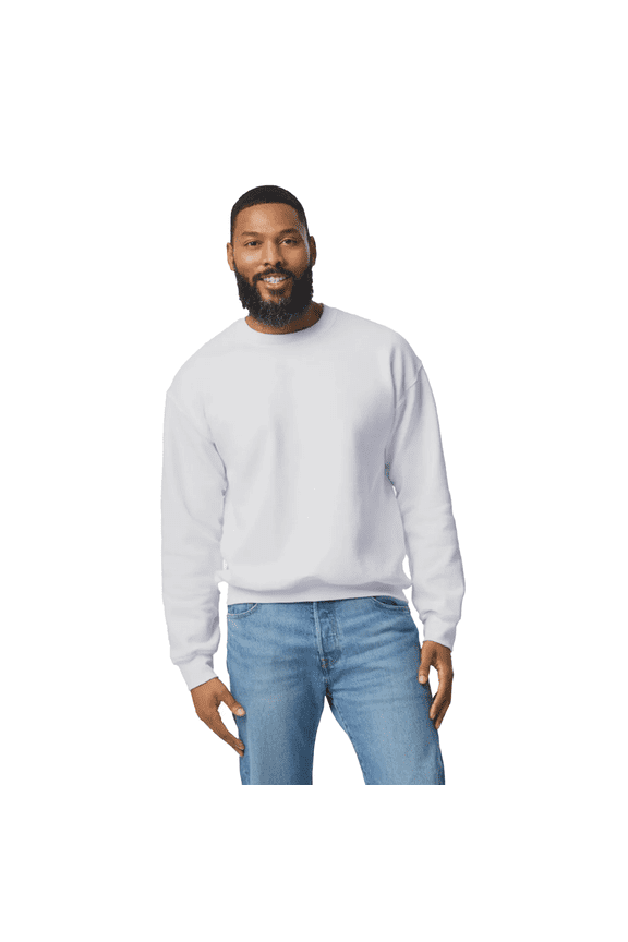 Men’s DryBlend Casual Crewneck Sweatshirt, Classic Fit Pullover, White, S