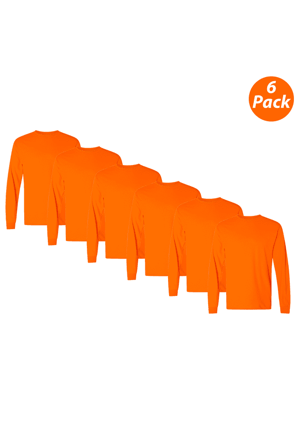Men's DryBlend High Visibility Work T-Shirt, Short Sleeve, Hi Vis Safety Orange, 6-Pack, 3XL
