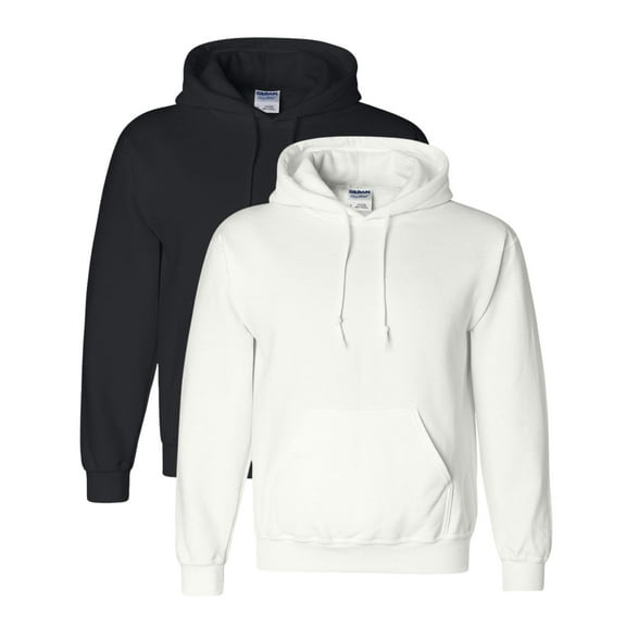 Gildan Men's DryBlend Hooded Sweatshirt, 50/50 Cotton/Polyester Winter Long Fleece Hoodie Pullover (White Black 2 Pack, L)