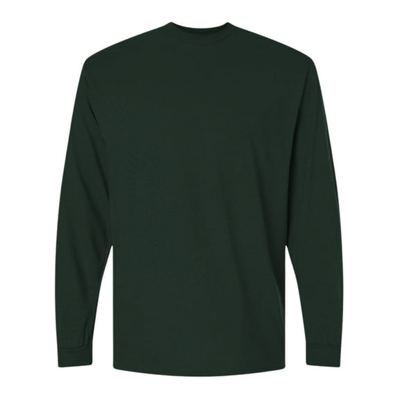 Gildan Men’s DryBlend Long Sleeve T-Shirt 50/50 Cotton Polyester Crewneck Classic Tee Shirt (Forest Green , 2XL)