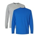 thumbnail image 1 of Gildan Men’s DryBlend Long Sleeve T-Shirt 50/50 Cotton Polyester Crewneck Classic Tee Shirt (Sport Grey+Royal 2 Pack, 2XL), 1 of 8