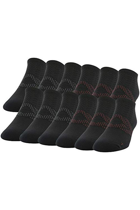 Men's Flat Knit No Show Socks, Black/Merlot, Shoe Size: 6-12