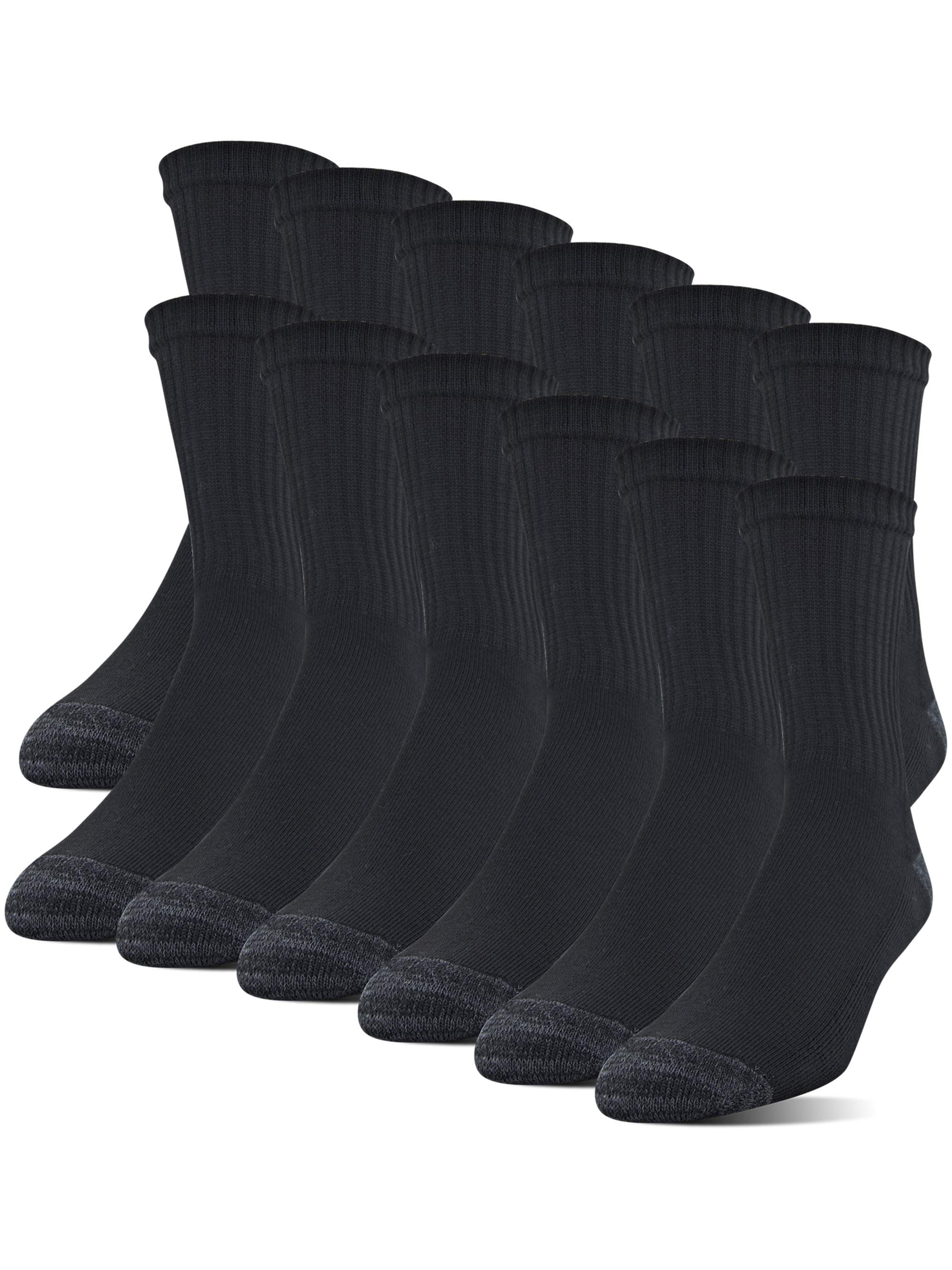 Gildan Men's Half Cushion Terry Foot Bed Mid-Crew Socks 12-Pack