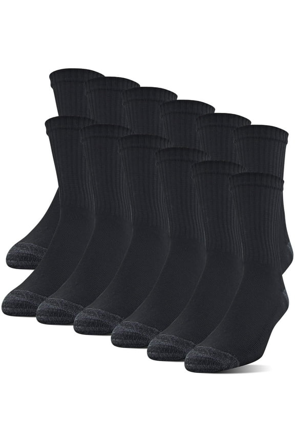 Men's Half Cushion Terry Foot Bed Mid-Crew Socks 12-Pack