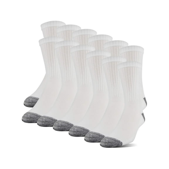 Gildan Men's Half Cushion Terry Foot Bed Mid-Crew Socks 12-Pack