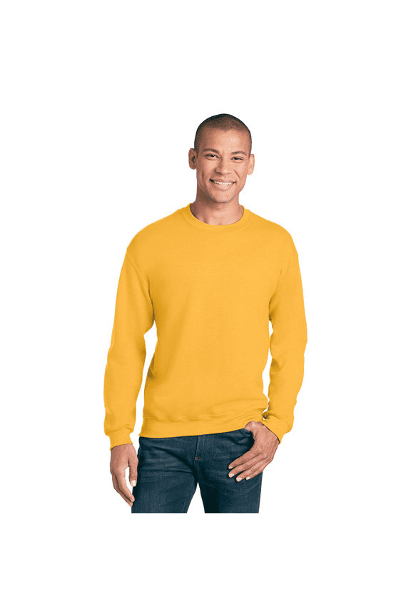 Men’s Heavy Blend Casual Crewneck Sweatshirt, Pullover Casual Fleece, Gold, L