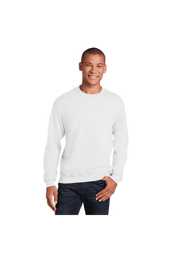 Men’s Heavy Blend Casual Crewneck Sweatshirt, Pullover Casual Fleece, White, XL