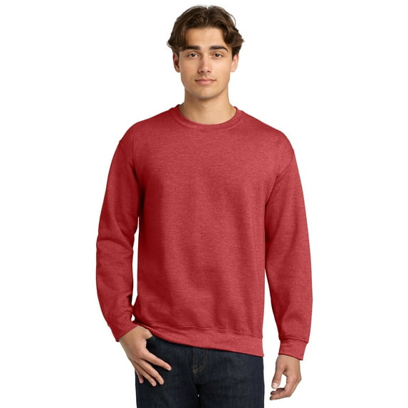 Gildan Men's Heavy Blend Fleece Crewneck Sweatshirt, Warm Soft Pullover, Heather Scarlet Red, M
