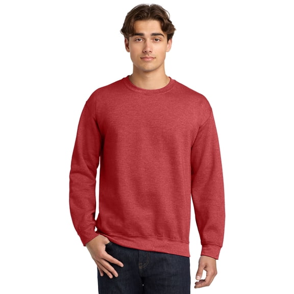 Gildan Men's Heavy Blend Fleece Crewneck Sweatshirt, Warm Soft Pullover, Heather Scarlet Red, S