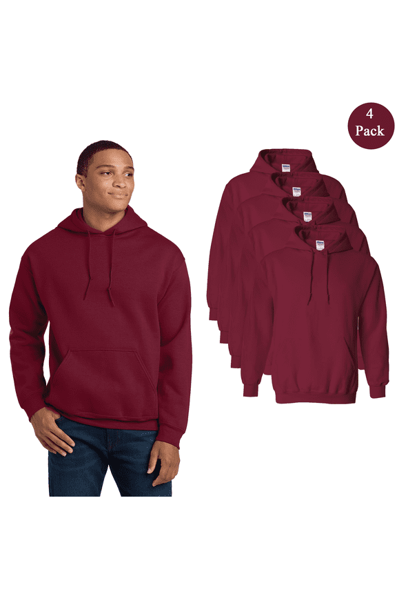 Men’s Heavy Blend Hooded Sweatshirt, 4-Pack Cardinal Red, Soft Fleece Pullover Hoodie, 3XL