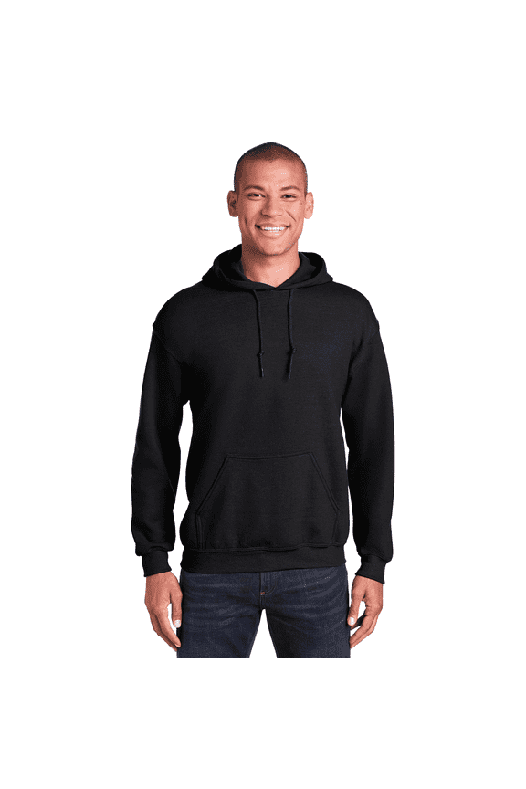Men's Heavy Blend Hooded Sweatshirt, Comfortable Pullover Pocket Hoodie, Black, 1-Pack, XL