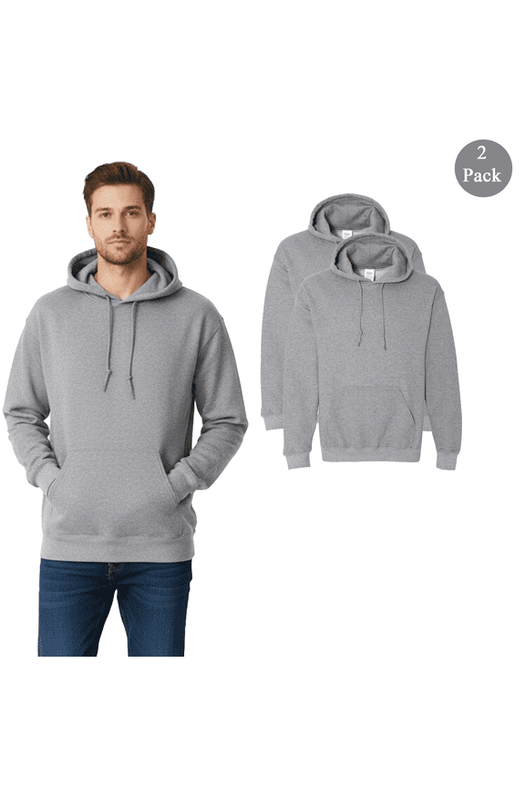 Men's Heavy Blend Hooded Sweatshirt, Long Sleeve Pullover Graphite Heather Hoodie, 2-Pack 4XL