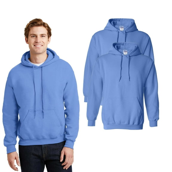 Gildan Men’s Heavy Blend Hooded Sweatshirt with Pouch Pocket, Carolina Blue Comfort Soft Fleece Pullover Sweater, 8 Oz 50% Cotton 50% Polyester Size S Pack 2