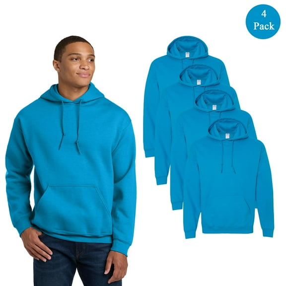 Gildan Men's Heavy Blend Pocket Hooded Sweatshirt, Long Sleeve Pullover Hoodie, Sapphire 4-Pack, L