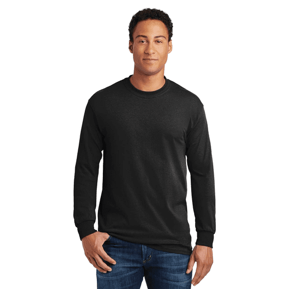 Gildan Men's Heavy Cotton Long Sleeve T-Shirt, 100% Cotton Adult Men Long Sleeve T-Shirt Classic fit Tee, Black XL