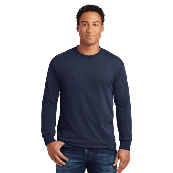 Gildan Men's Heavy Cotton Long Sleeve T-Shirt, 100% Cotton Adult Men Long Sleeve T-Shirt Classic fit Tee, Navy XL
