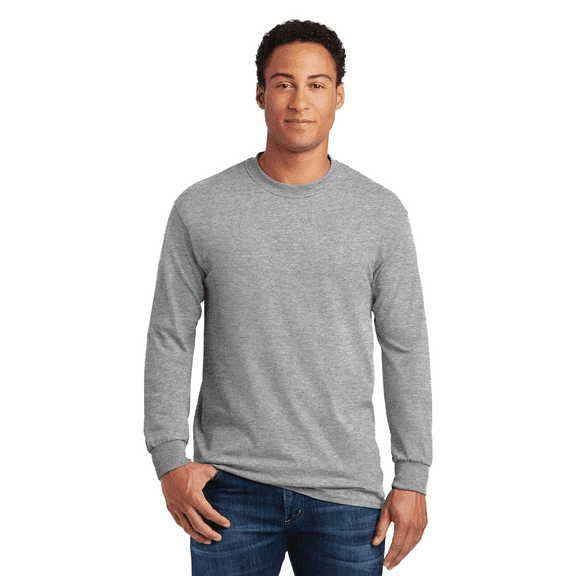 Gildan Men's Heavy Cotton Long Sleeve T-Shirt, 90/10 Cotton/PolyesterAdult Men Long Sleeve T-Shirt Classic fit Tee, Sport Grey 3XL
