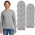 thumbnail image 1 of Gildan Men's Heavy Cotton Long Sleeve T-Shirt, Sport Grey, Soft Classic Fit Crew Neck, 9-Pack, 3XL, 1 of 5