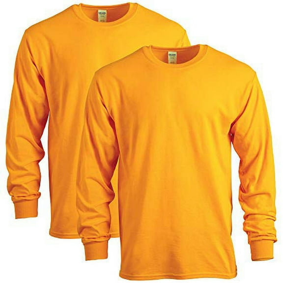 Gildan Men's Heavy Cotton Long Sleeve T-Shirt, Style G5400, 2-Pack, Gold, Medium