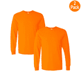 thumbnail image 1 of Gildan Men's Heavy Cotton Long Sleeve Work T-Shirt, Hi Vis Crew Neck Tee, Safety Orange, M, 2 Pack, 1 of 7