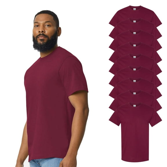 Gildan Men's Heavy Cotton T-Shirt , Bulk Tee for Men, Casual Short Sleeve T-Shirt, Maroon Tee, L