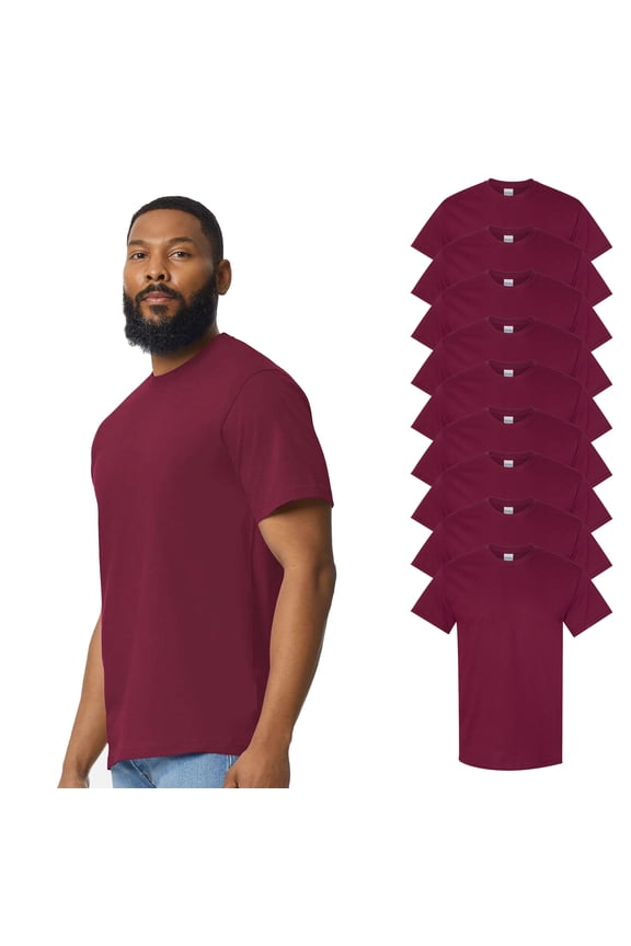 Men's Heavy Cotton T-Shirt , Bulk Tee for Men, Casual Short Sleeve T-Shirt, Maroon Tee, M