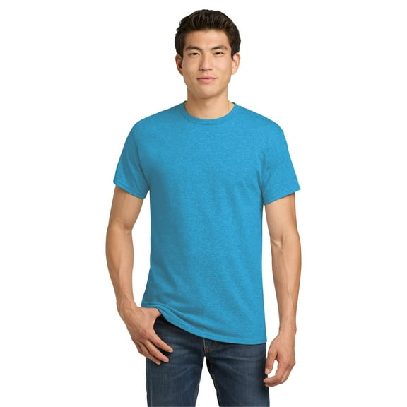 Gildan Men's Heavy Cotton T-Shirt, Crewneck Heavy Cotton Shirt, Heather Sapphire, L