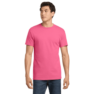 Gildan Men's Heavy Cotton T-Shirt, Crewneck Heavy Cotton Shirt, Safety Pink, S