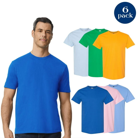 Gildan Men's Heavy Cotton T-Shirt, Durable Cotton T-Shirts Assorted Colors, 6 Pack, XL