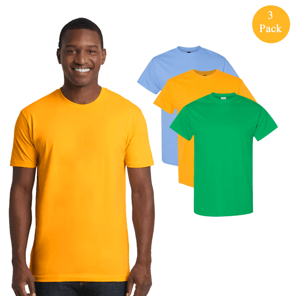 Gildan Men's Heavy Cotton T-Shirt, Mens Casual Tee, Cotton Blend Tees, Mix Color, 3 Pack, M