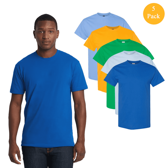 Gildan Men's Heavy Cotton T-Shirt, Mixed Color T-Shirts for Men, All-Season Casual, 5 Pack, S