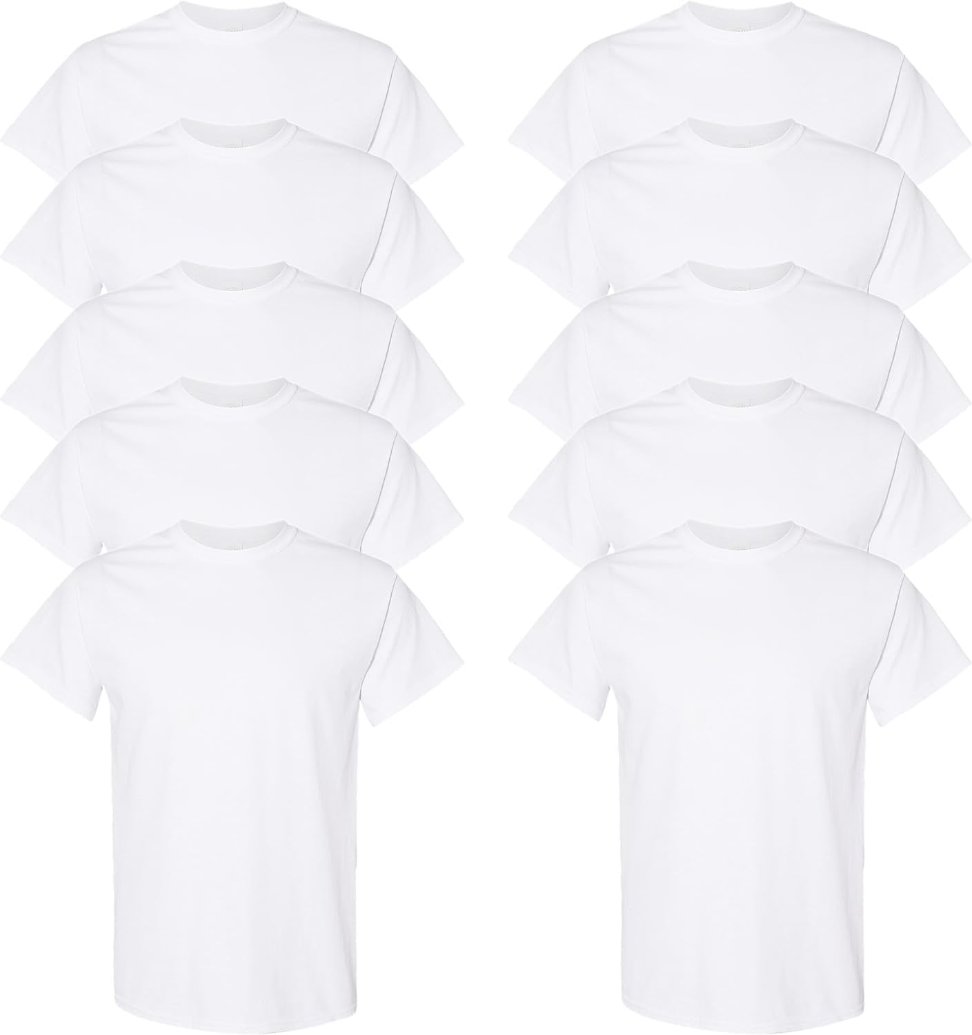 Gildan Men's Heavy Cotton T-Shirt, Style G5000, Multipack, White 10-Pack, Large