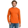 thumbnail image 1 of Gildan Men’s Hi-Vis Long Sleeve Safety T-Shirt, Durable Work Tee, Heavy Cotton, Safety Orange, 3XL, 1 of 5