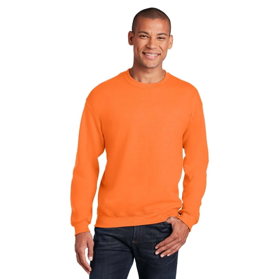 Gildan Men's High Visibility Work Sweatshirt, Crewneck Hi-Vis Fleece Pullover, Safety Orange, 2XL
