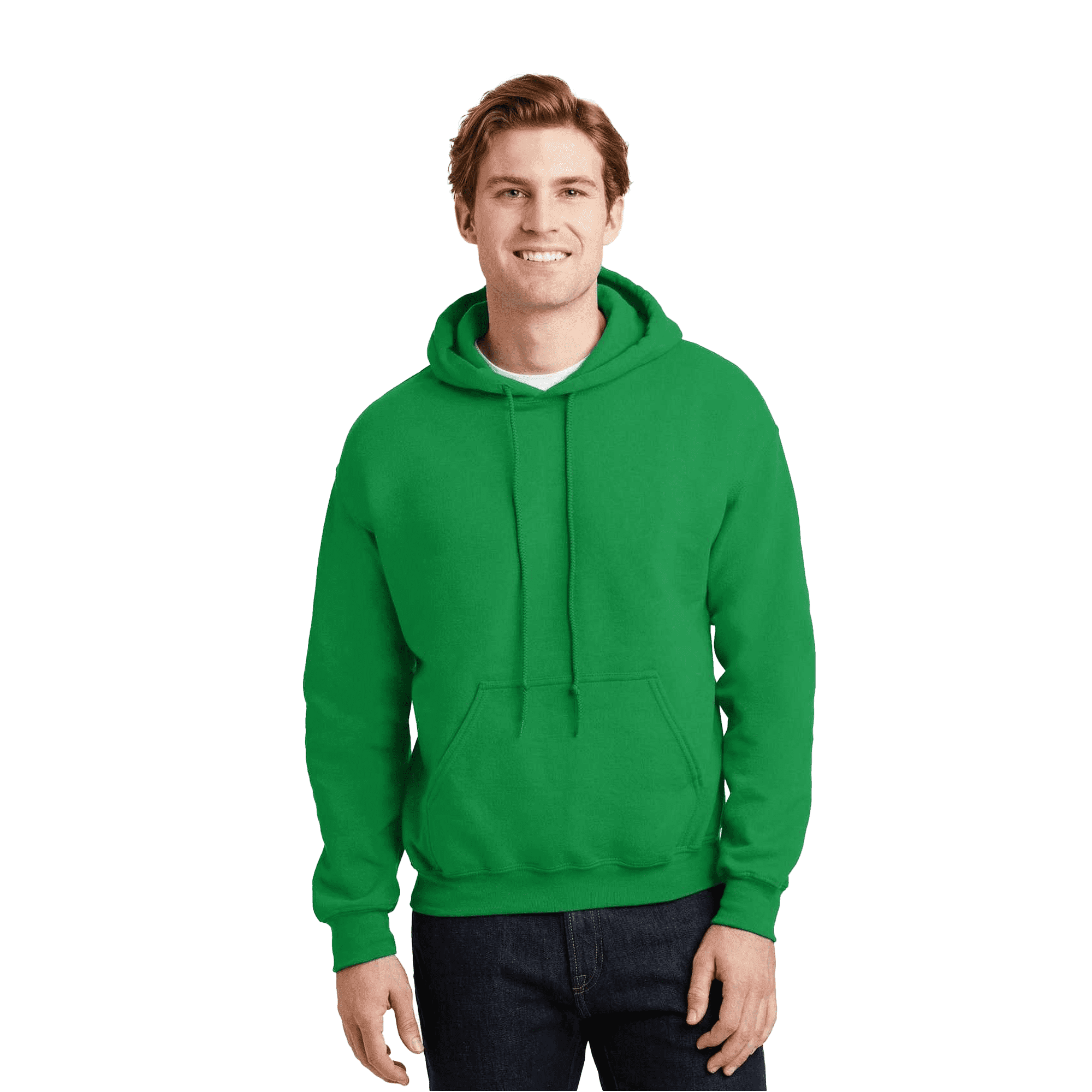 Gildan Men's Hooded Sweatshirt Irish Green with Pocket, Size-S - Fleece Cozy Heavy Blend 50/50 Cotton/Polyester | Casual Hoodie, 8 oz