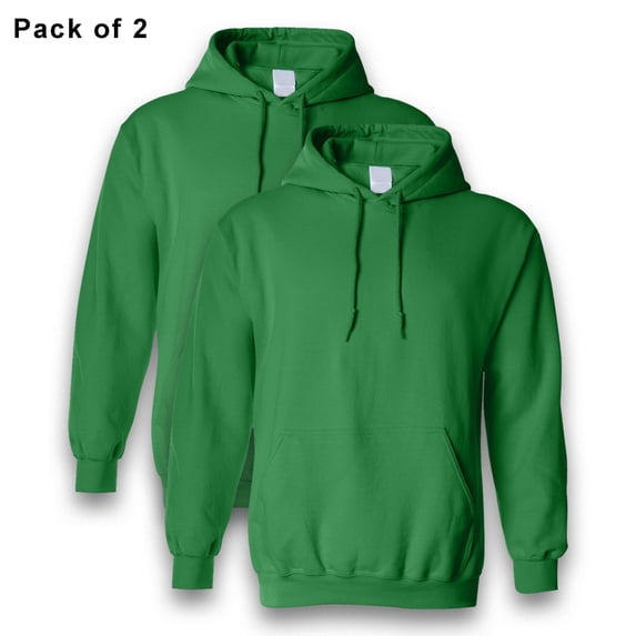 Gildan Men's Hooded Sweatshirt with Pocket, Heavy Blend 50/50 Cotton/Polyester - Irish Green, Pack 2 Size 5XL | Comfortable Casual Hoodie, 8 oz