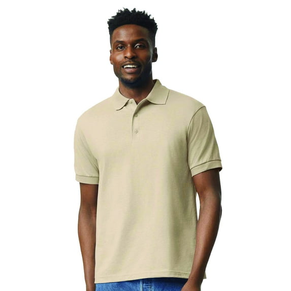 Gildan Men's Jersey Polo T-Shirt, Sand Size-L, Adult Short Sleeve Polo Shirt | Pack-1, up to 5XL
