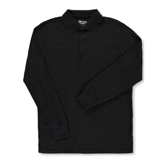 Gildan Men's L/S Cotton Pique Polo (Adult Sizes S - 3XL) - black, m (Big Boys)