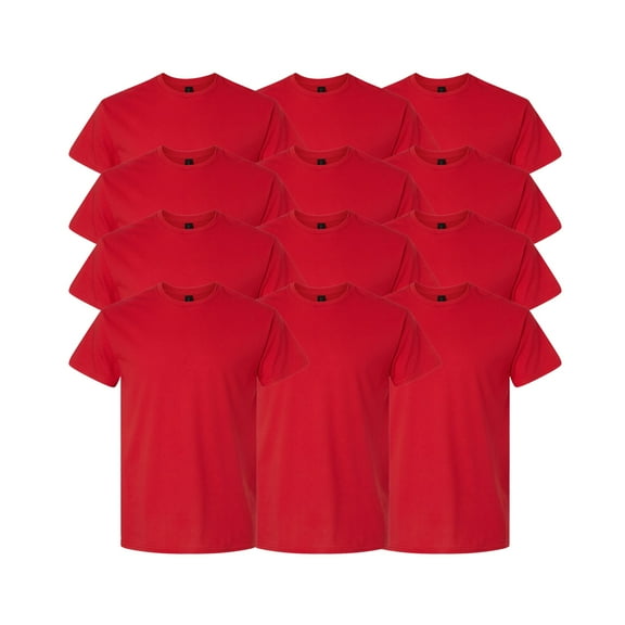 Gildan Men's Light Cotton T-Shirt, Short Sleeve Crew Neck Classic Fit Tee, Red, Size 2XL, 12 Pack