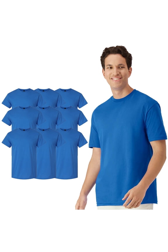 Men's Light Cotton T-Shirt, Short Sleeve Crew Neck Modern Classic Fit Royal Tee, XL, 9 Pack