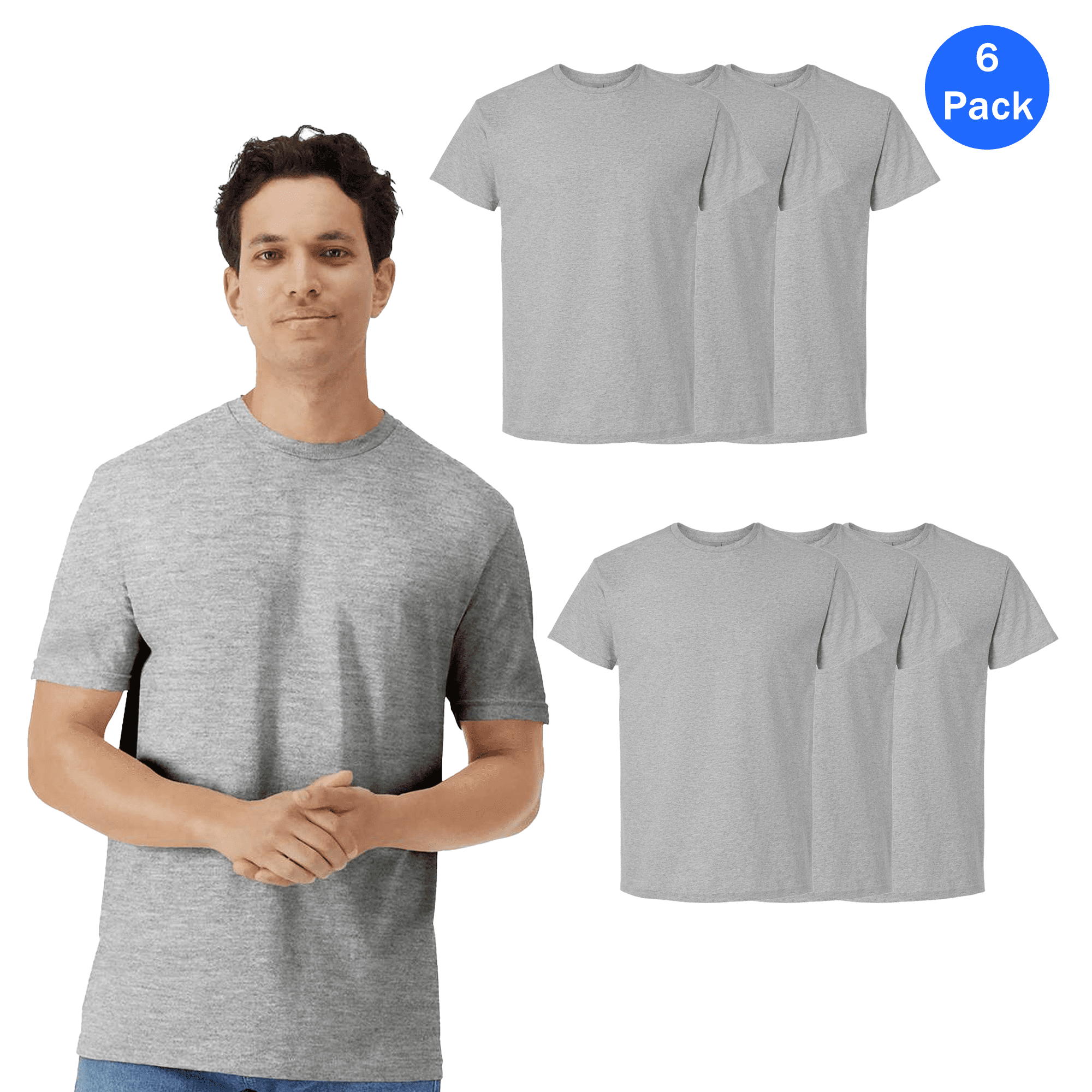 Gildan Men's Light Cotton T-Shirt, Soft Feel, Sport Grey Tee