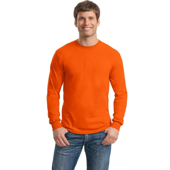 Gildan Men's Long Sleeve Rib Knit Cuffs T-Shirt. 8400