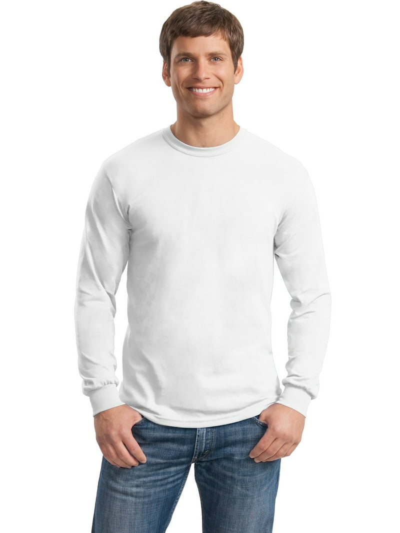 Gildan Men's Long Sleeve Rib Knit Cuffs T-Shirt. 8400