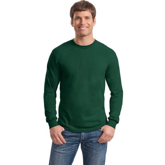 Gildan Men's Long Sleeve Rib Knit Cuffs T-Shirt 8400
