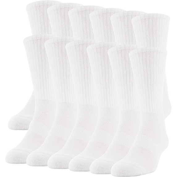 Gildan Men's Performance Crew Socks, 12-Pairs Large White