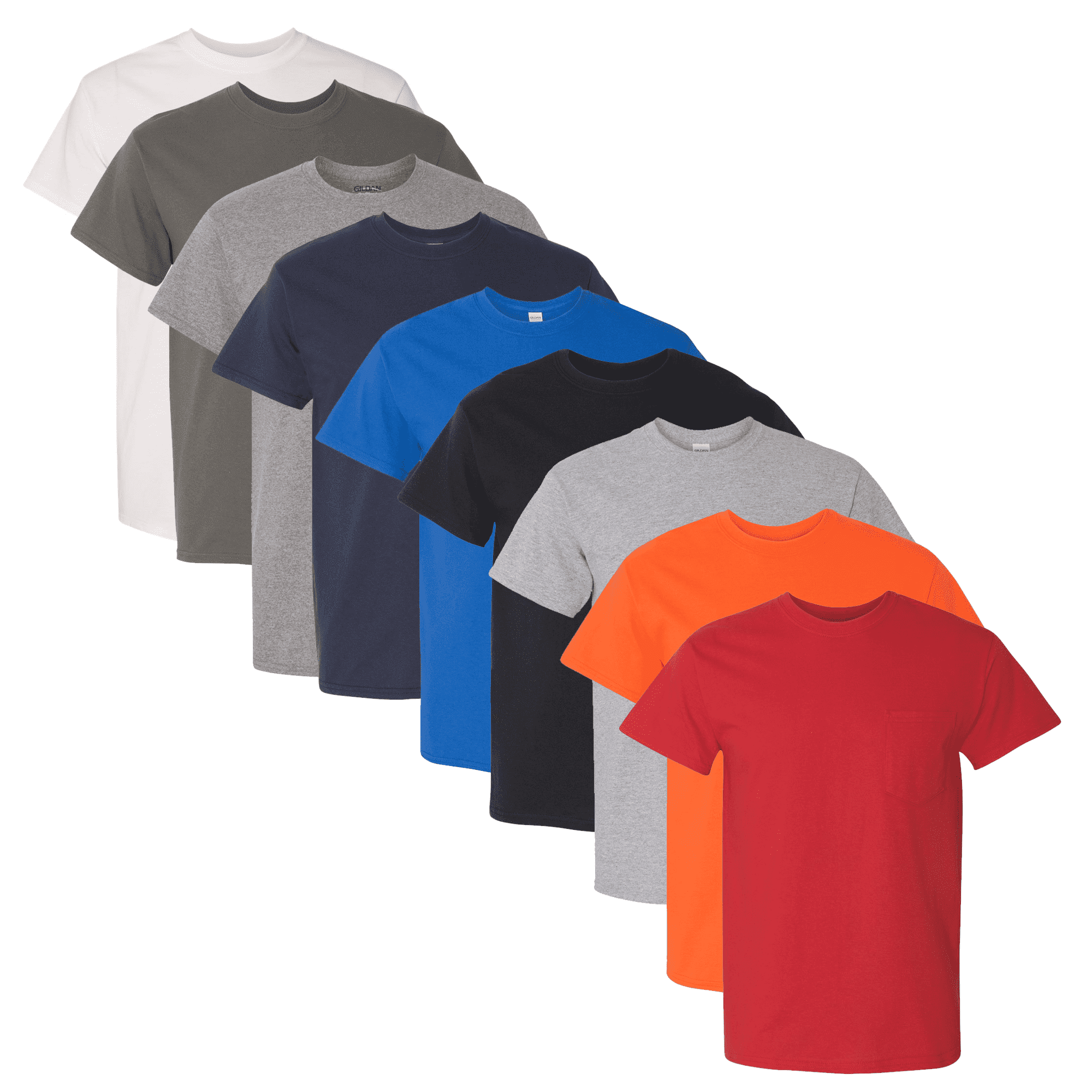 Gildan Men's Pocket T Shirt Heavy Cotton Tee Pack 9 Assorted Color